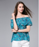 Printed silk crepe top